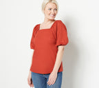 Square Neck Balloon Sleeve Top