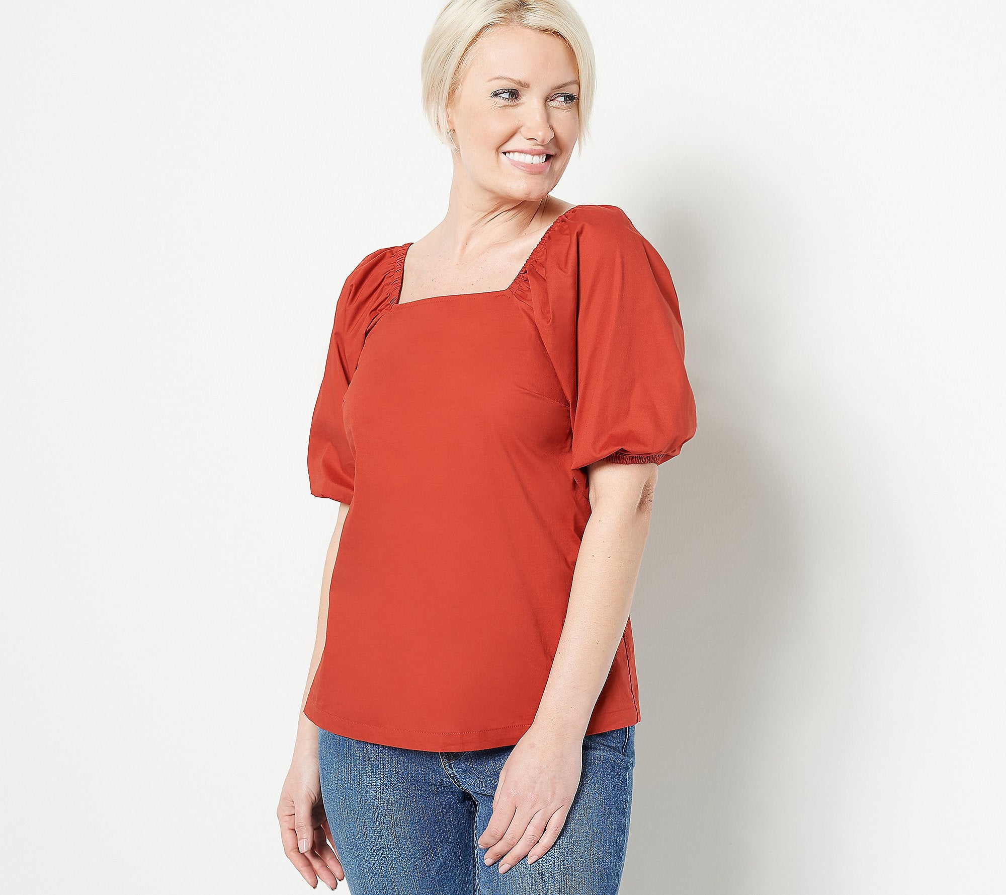 Square Neck Balloon Sleeve Top