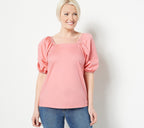 Square Neck Balloon Sleeve Top