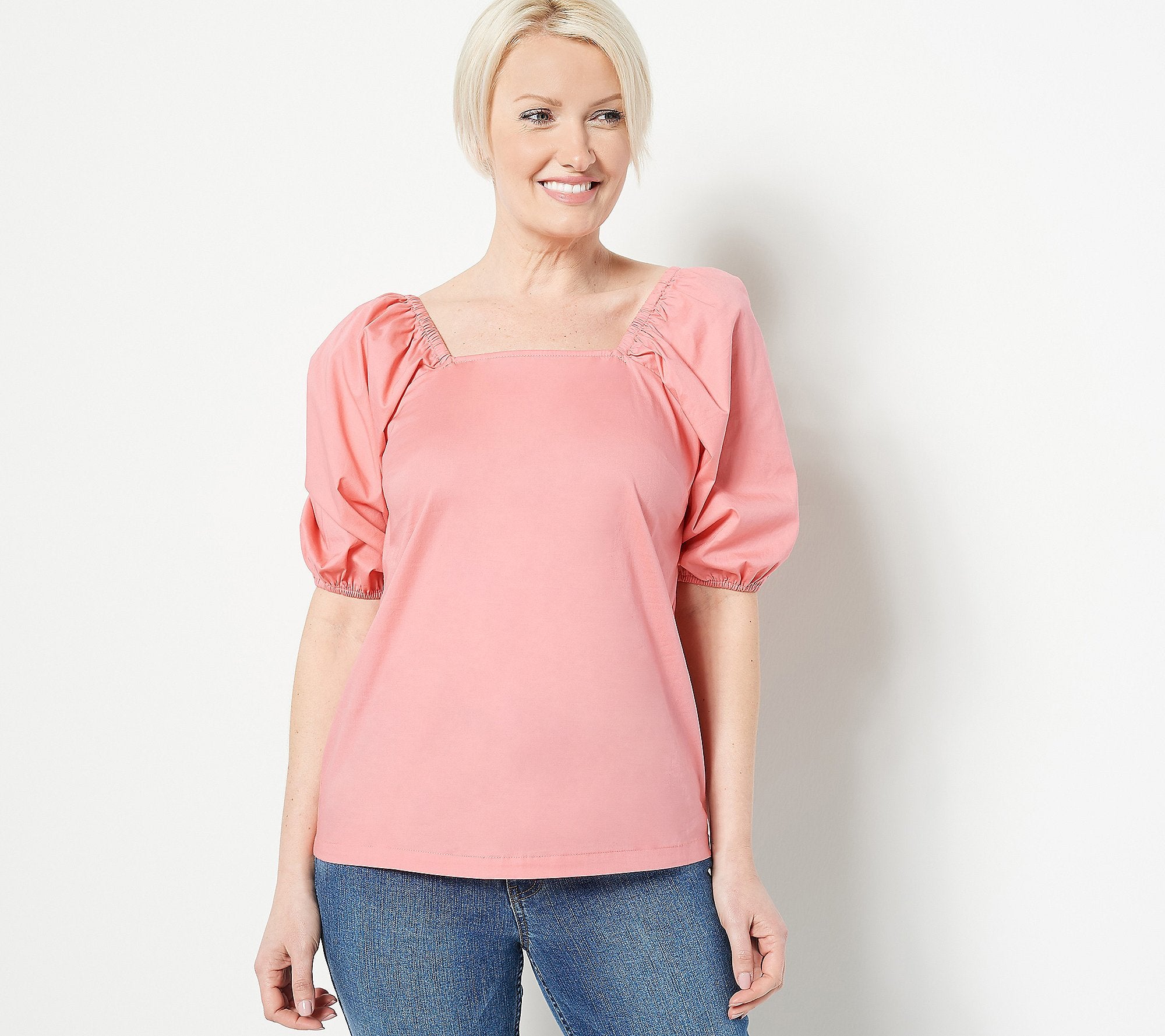 Square Neck Balloon Sleeve Top