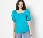 Square Neck Balloon Sleeve Top