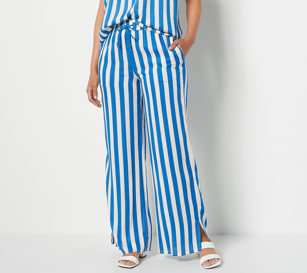 Printed Wide Leg Pant with Side Slits
