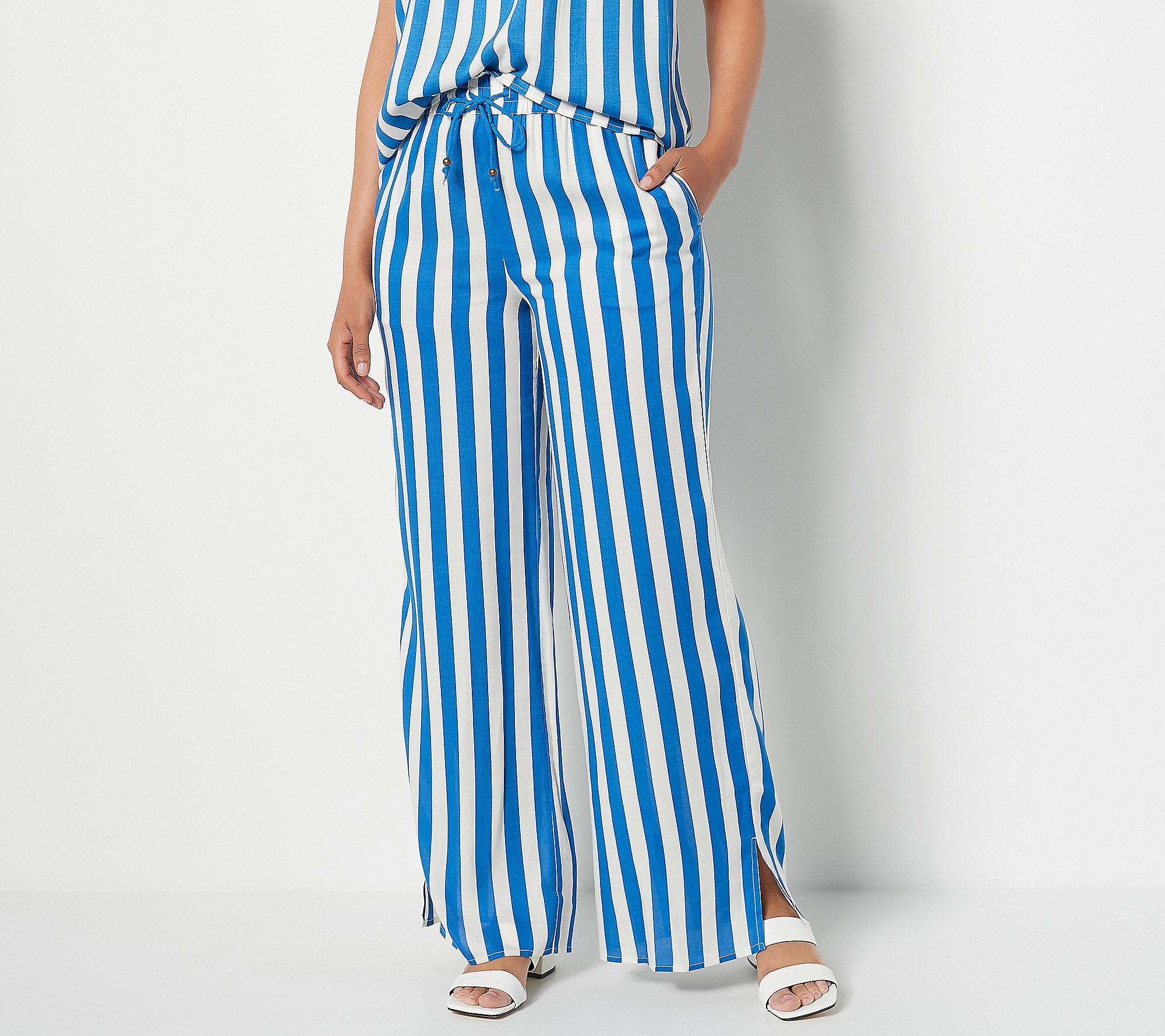 Printed Wide Leg Pant with Side Slits