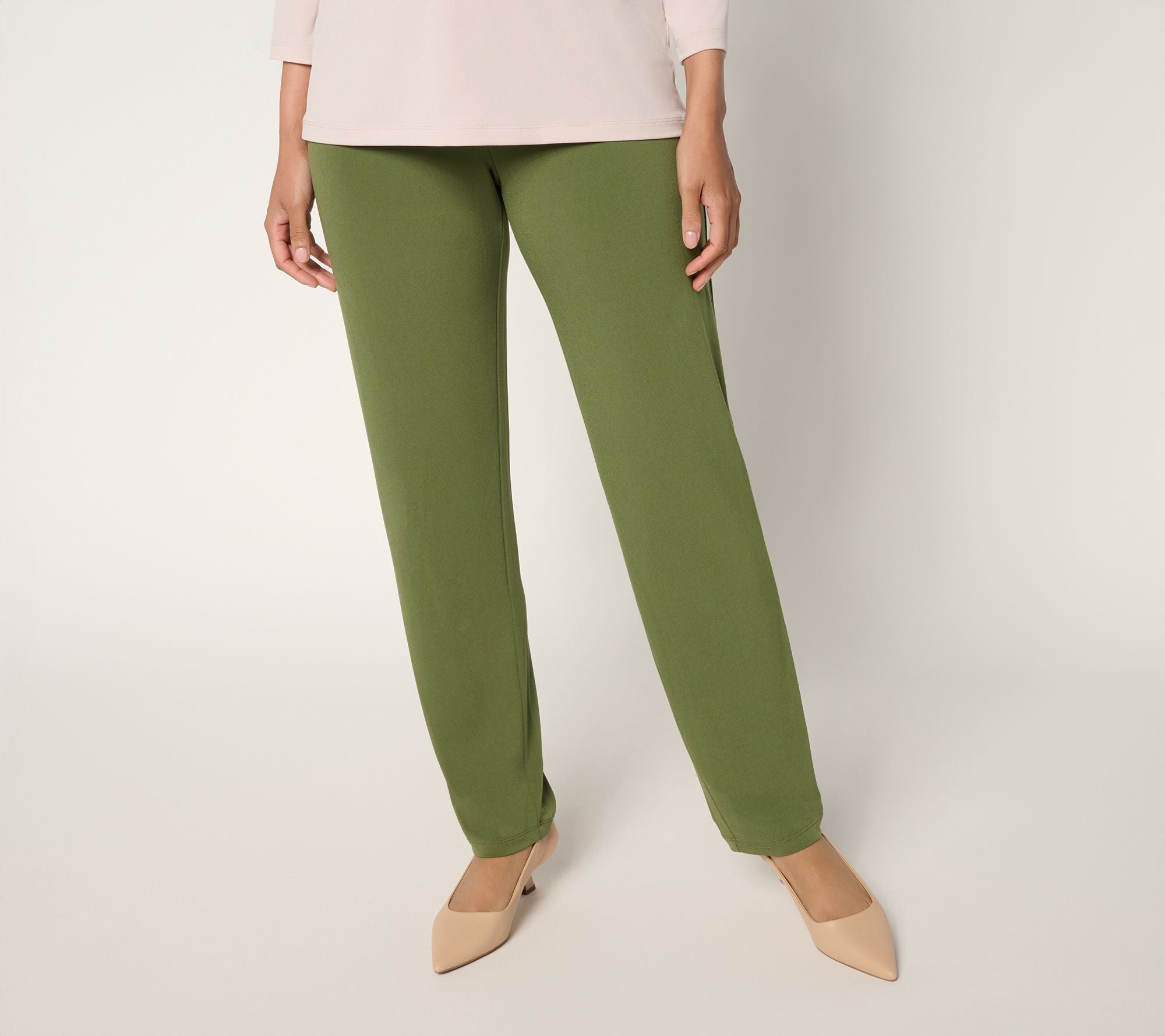 Modern Essentials Liquid Knit Slim Leg Pants - Olive Vine