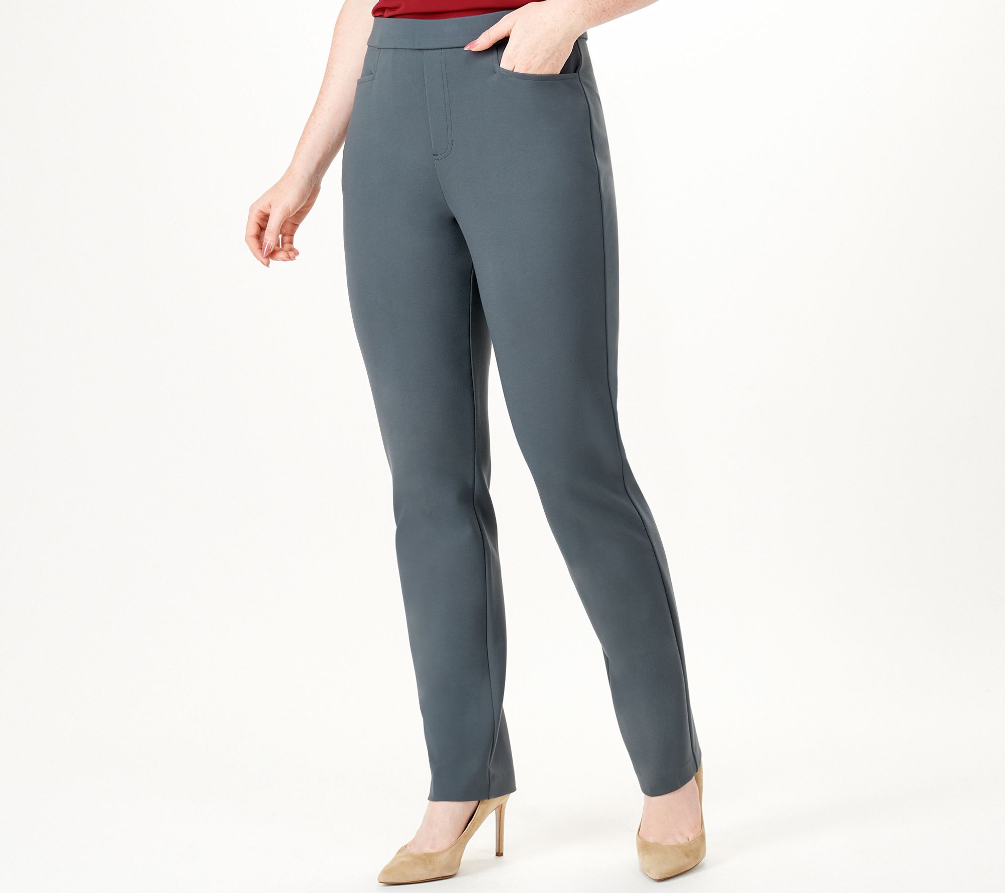 Smart Ponte Knit Slim Leg Pant - Sleek Grey