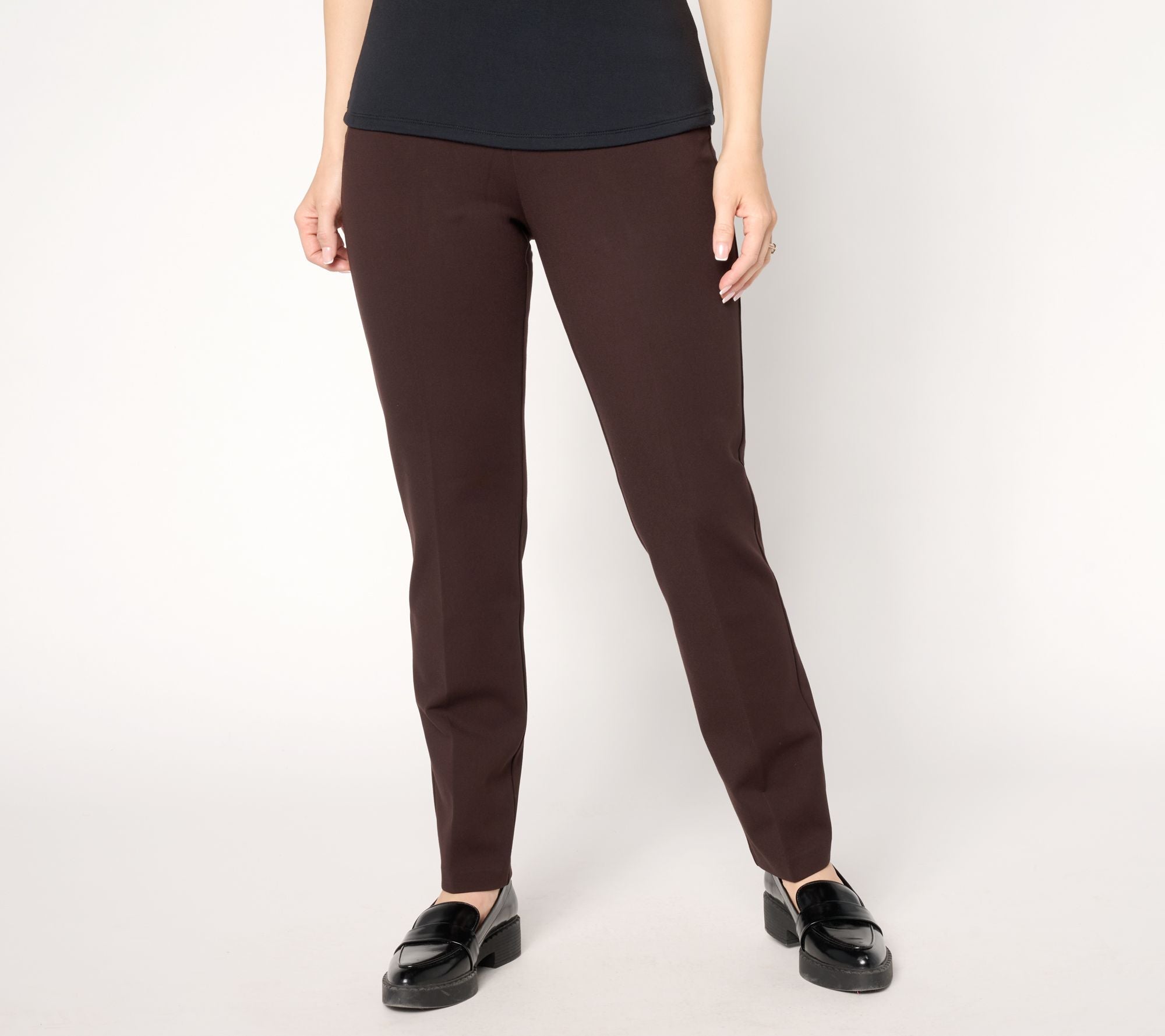 Smart Ponte Knit Slim Leg Pant - Chocolate