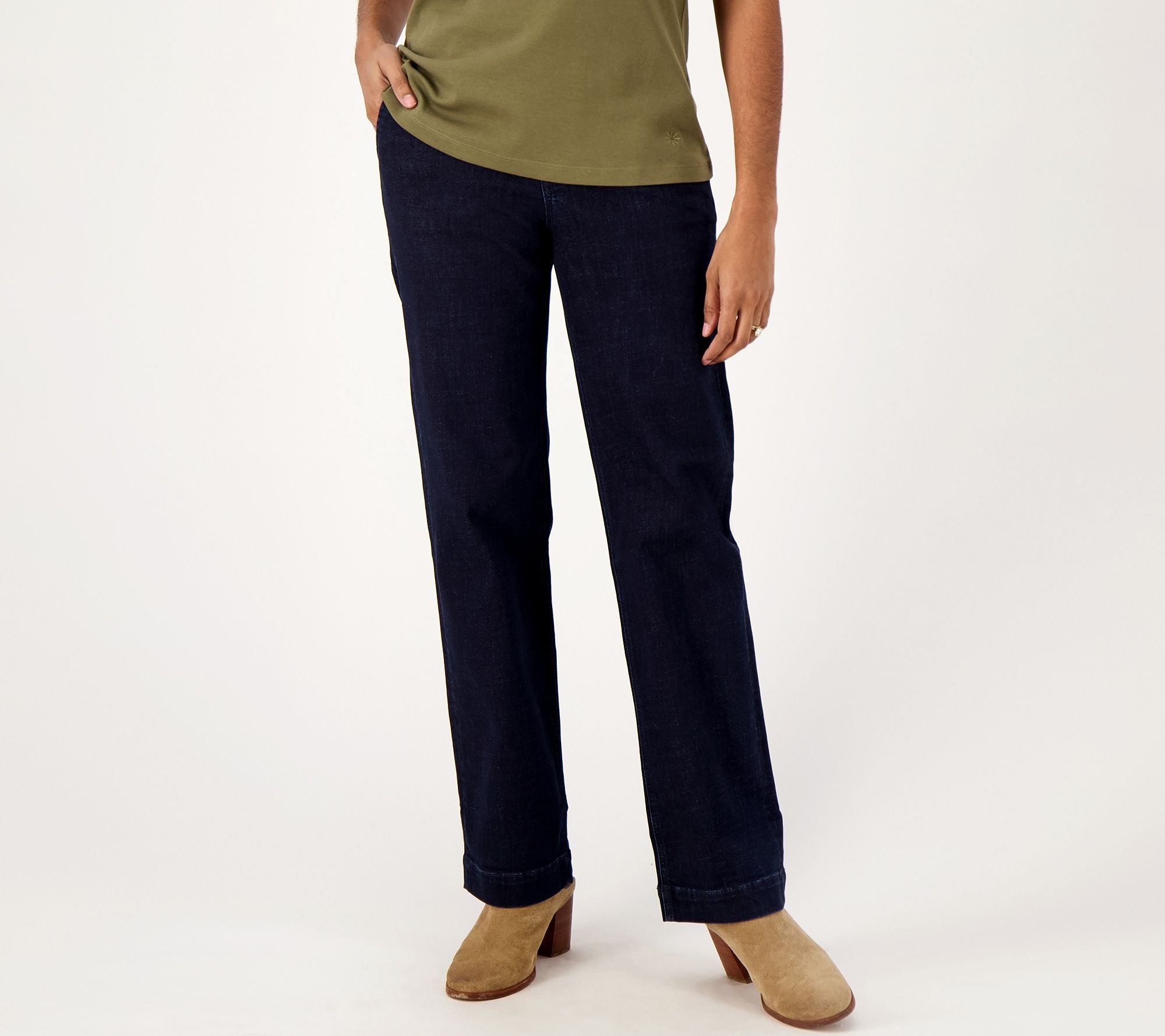 Easy Stretch Denim Straight Leg Trouser Jean - Dark Wash