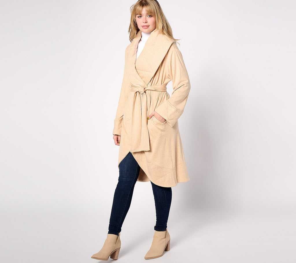 French Terry Belted Wrap Cardigan