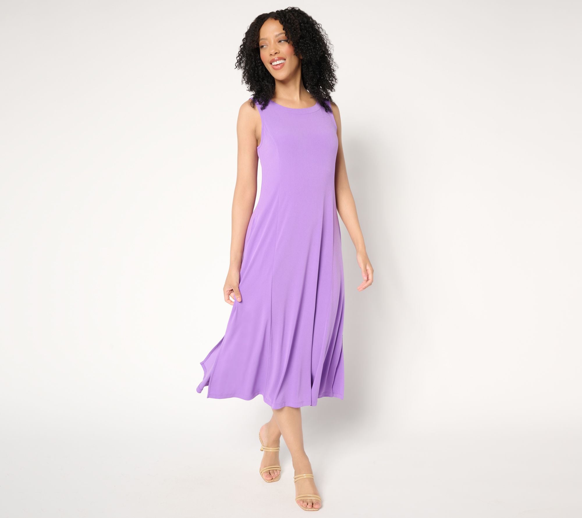 Susan Graver Every Day Liquid Knit Midi Dress - Lavender Spirit