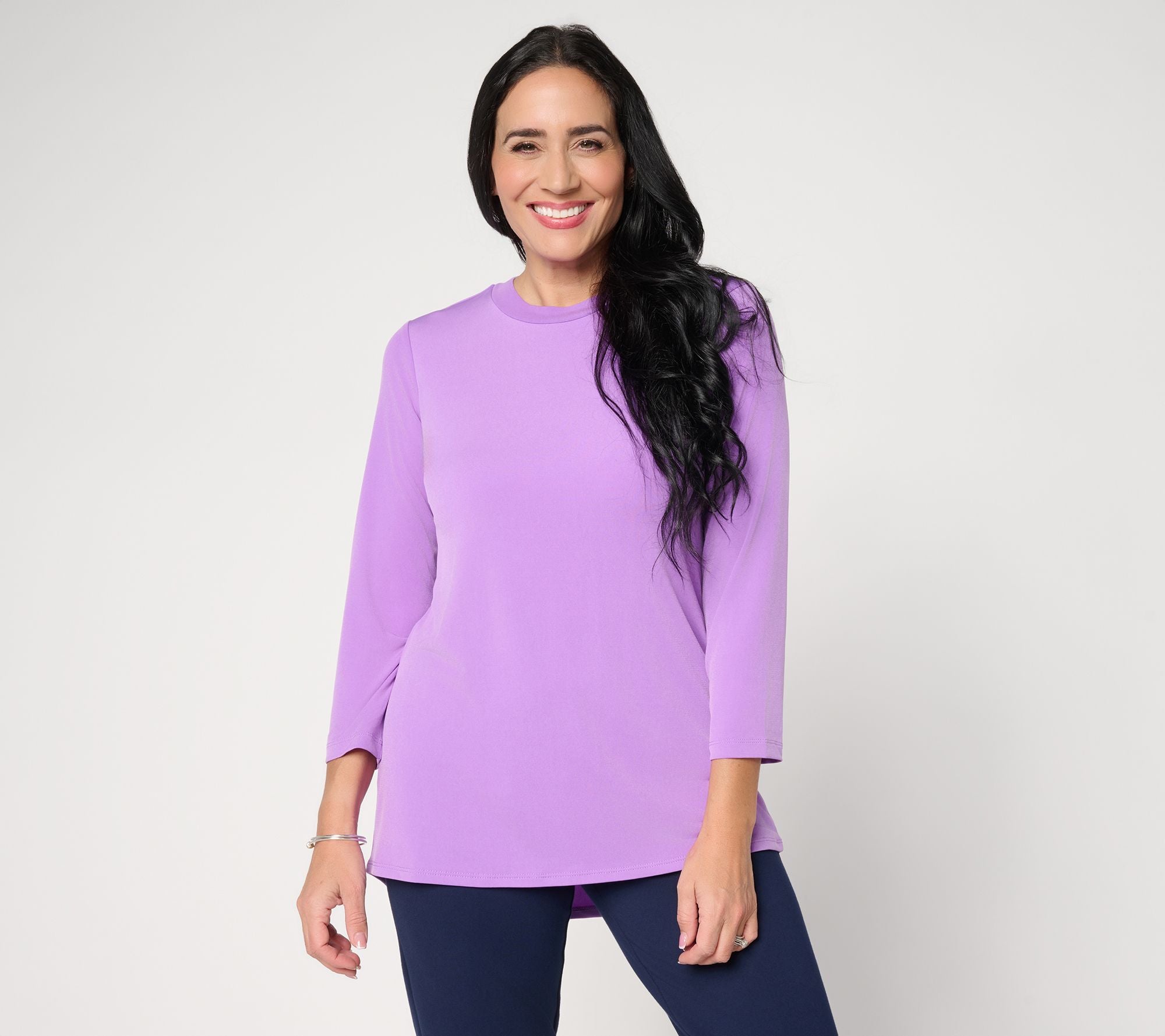 Modern Essentials Liquid Knit Crew Neck Top - Lavender Grove