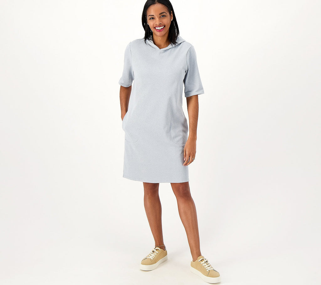 Twill French Terry Dress with Hood