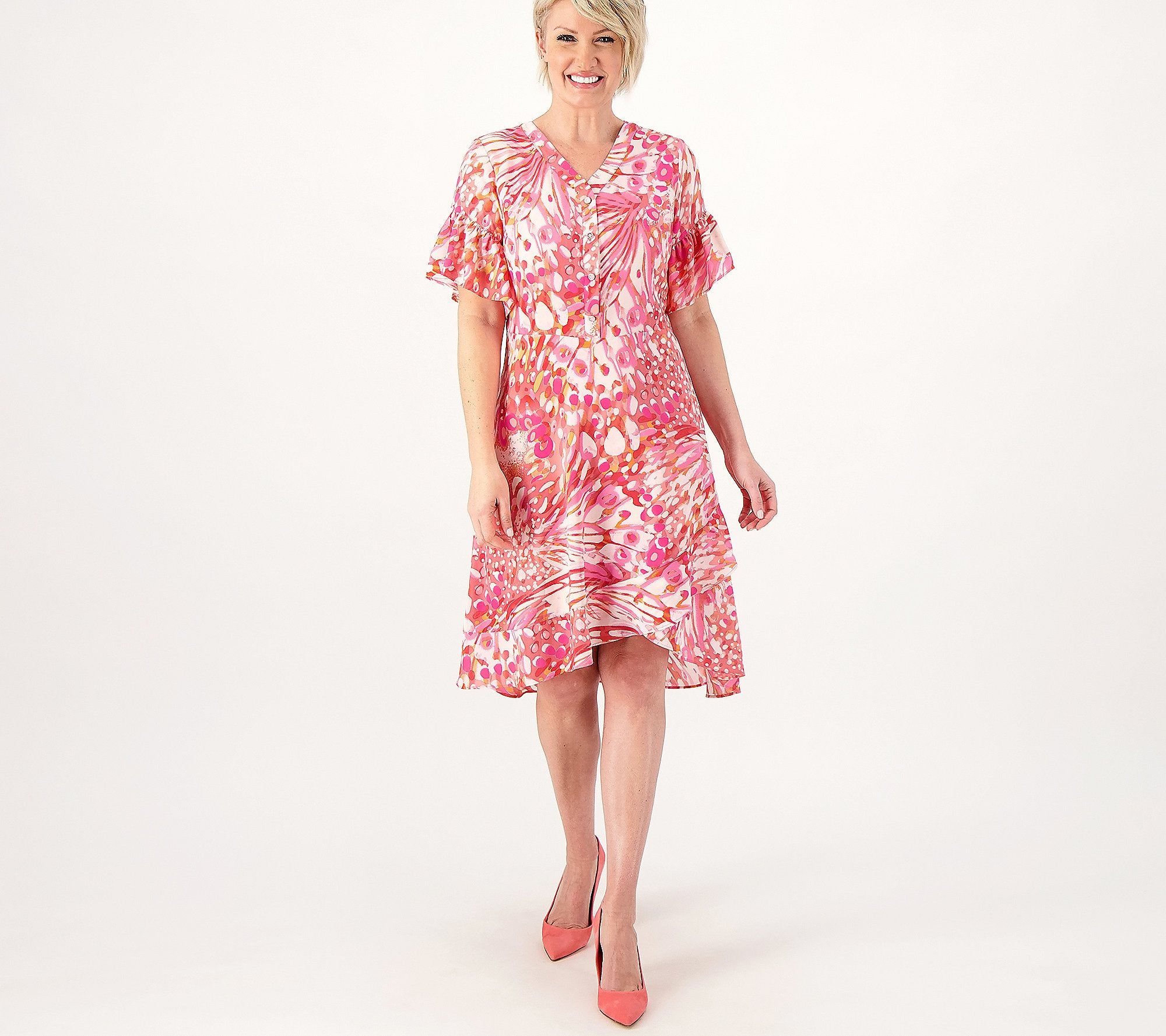 Printed Crepe Midi Dress
