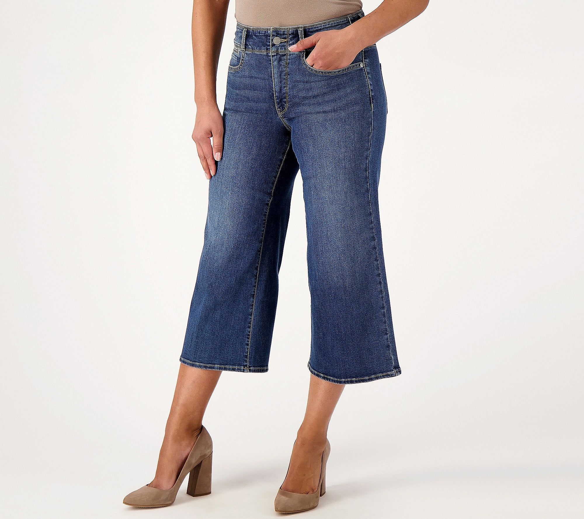 Cool Embrace Wide Leg Denim Crop Jeans