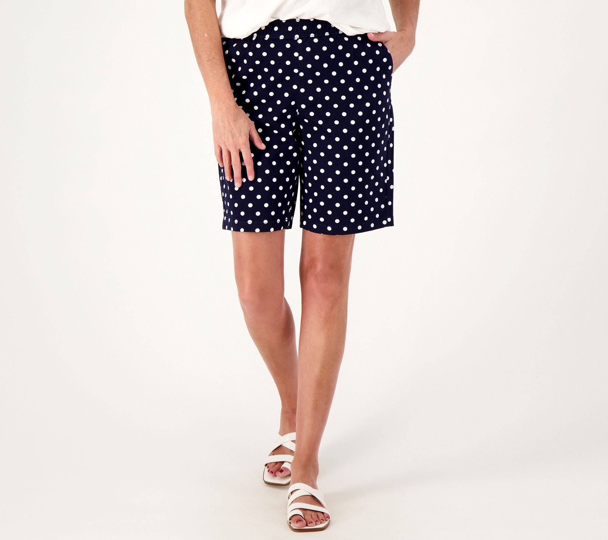 EasyWear Twill Relaxed Pull-On Shorts - Navy Dot