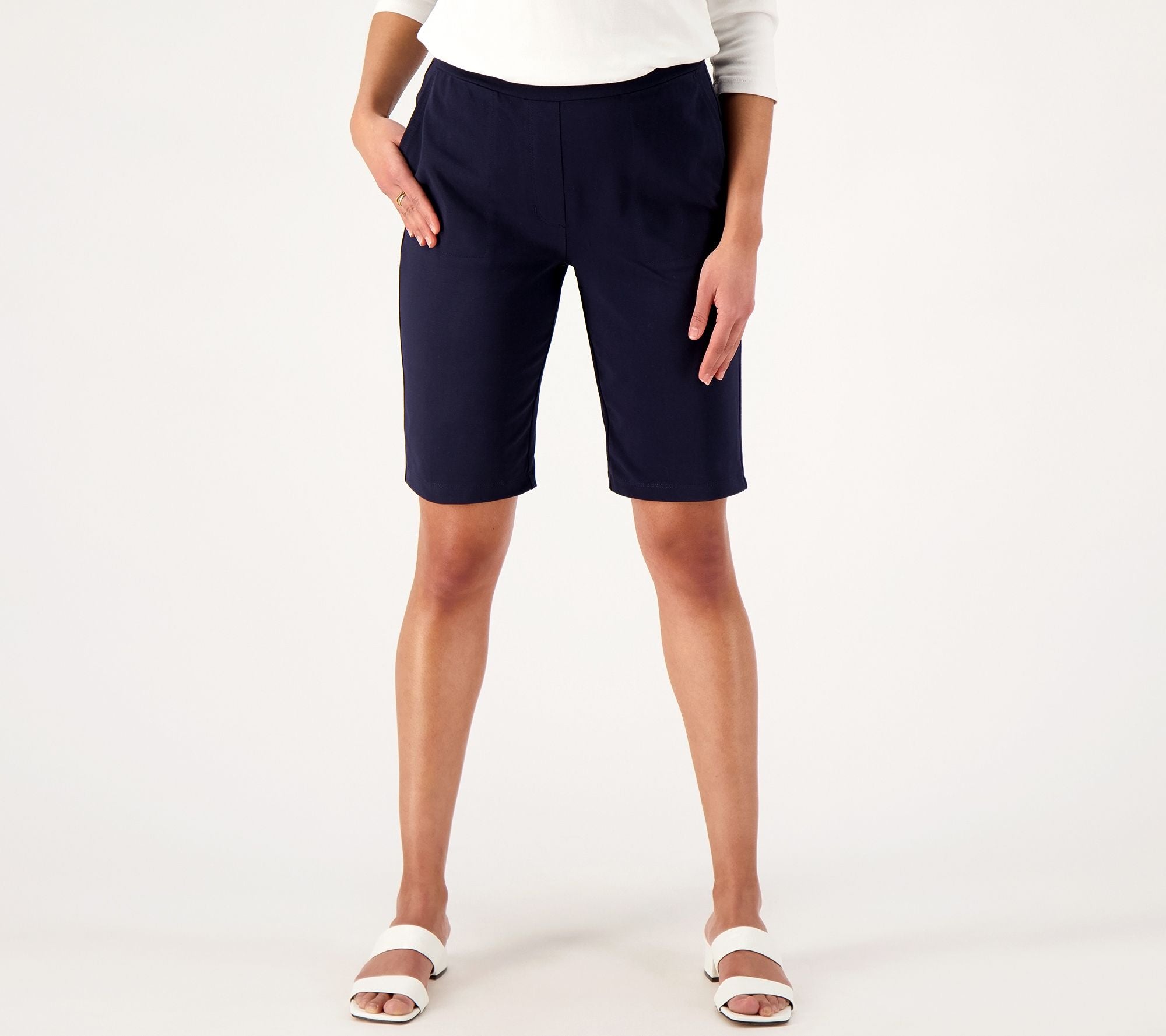 Weekend Premium Stretch Straight Leg Bermuda Shorts - Navy
