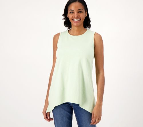 Essentials Textured Knit Round Neck Trapeze Tank