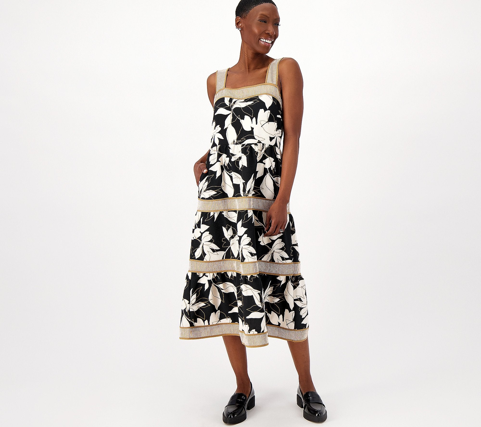 Printed Tiered Midi