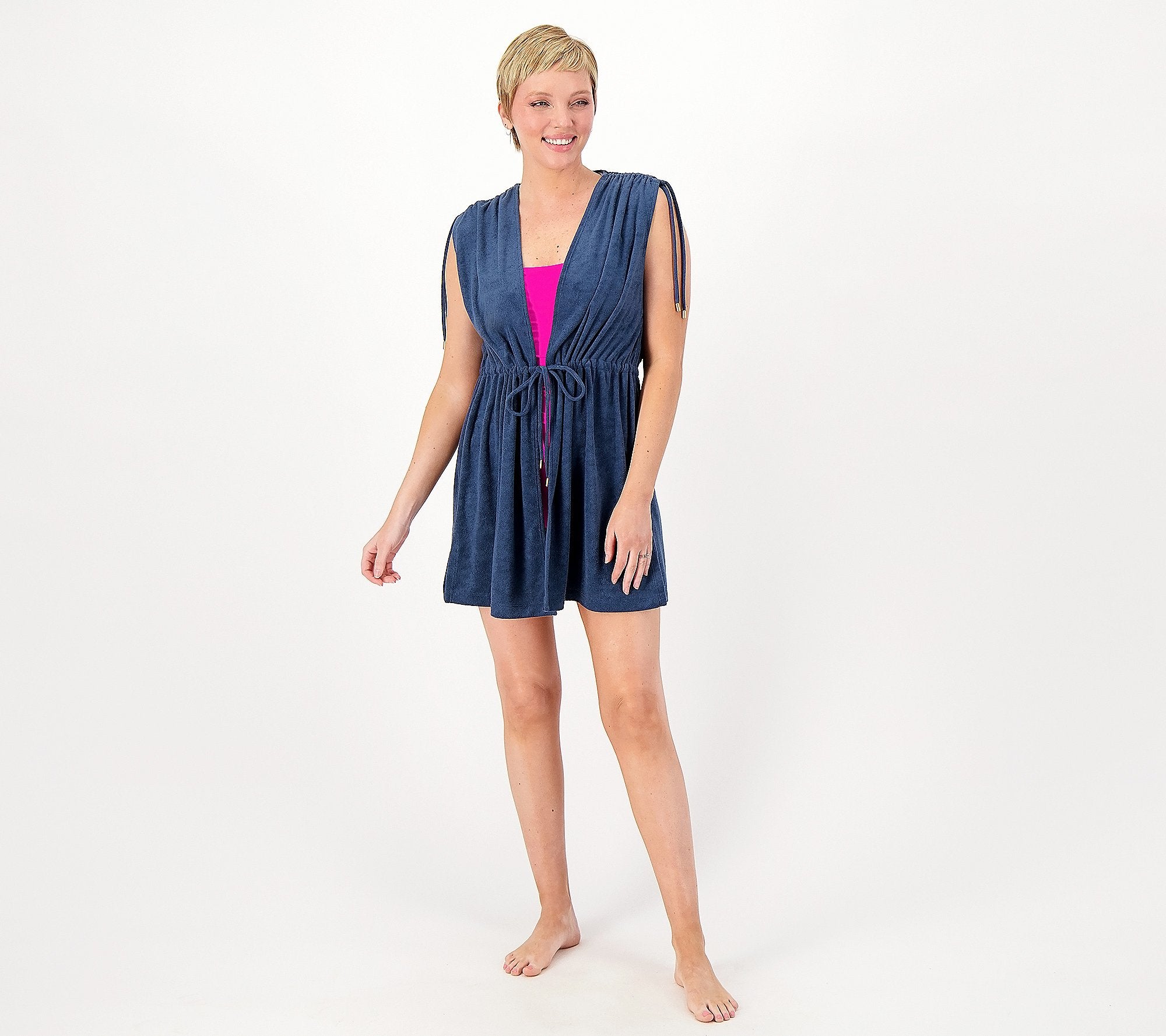French Terry Sleeveless Tie-Front Cover-Up