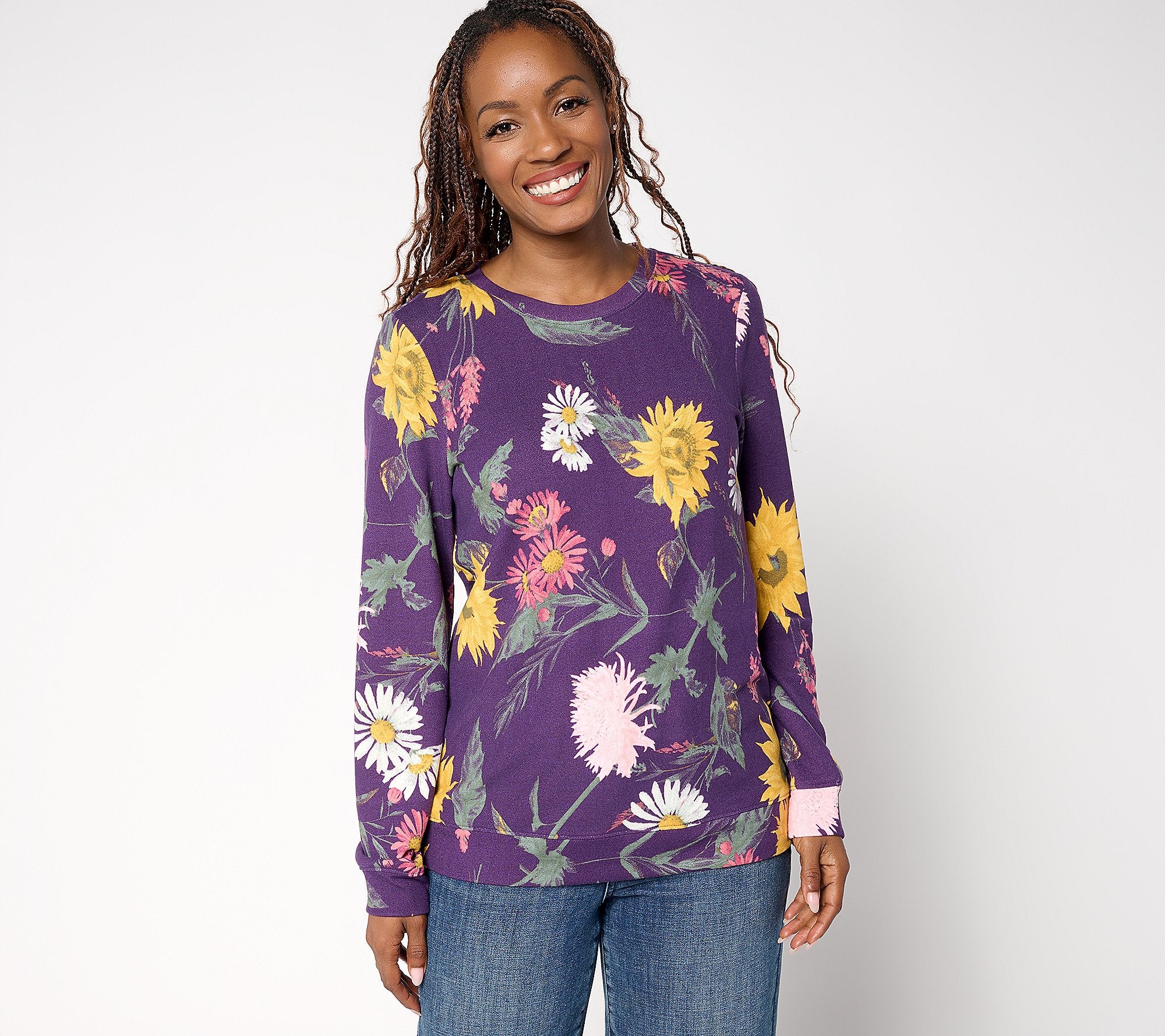 Printed Heavenly Jersey Round Neck Long Sleeve Pullover