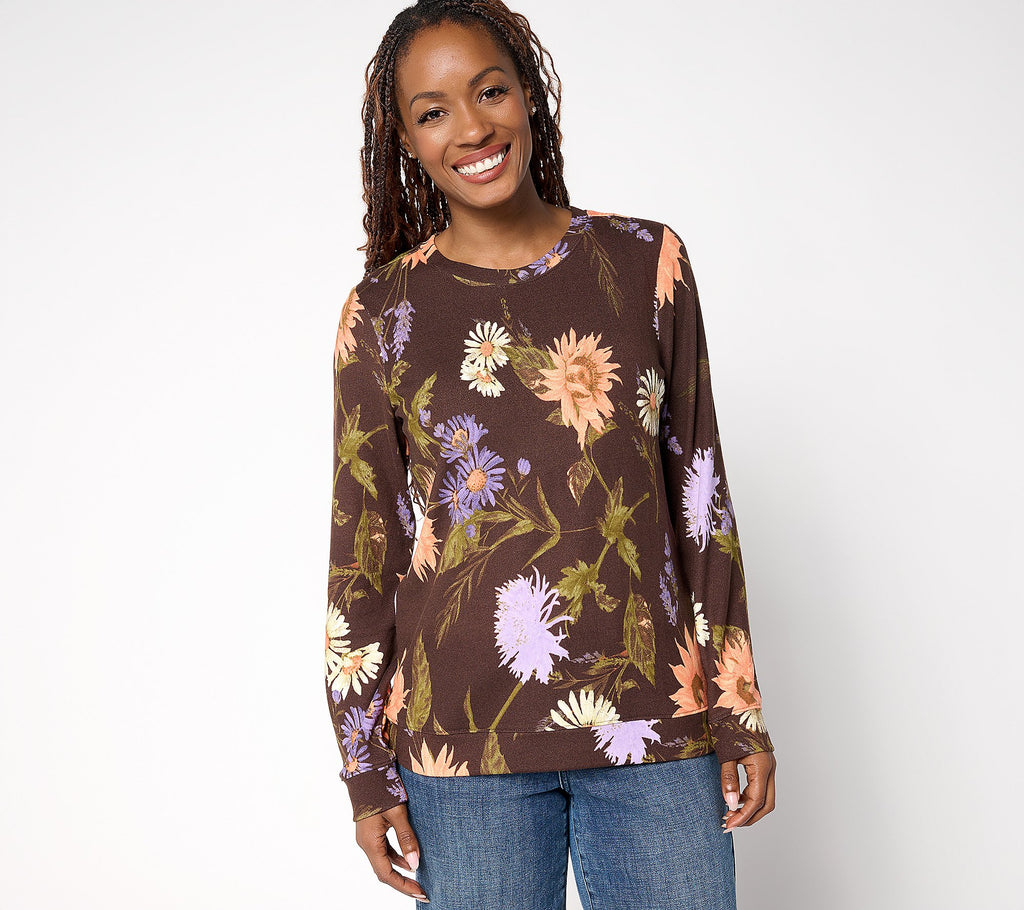 Printed Heavenly Jersey Round Neck Long Sleeve Pullover