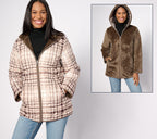 Reversible Quilted Woven & Plush Fleece Jacket