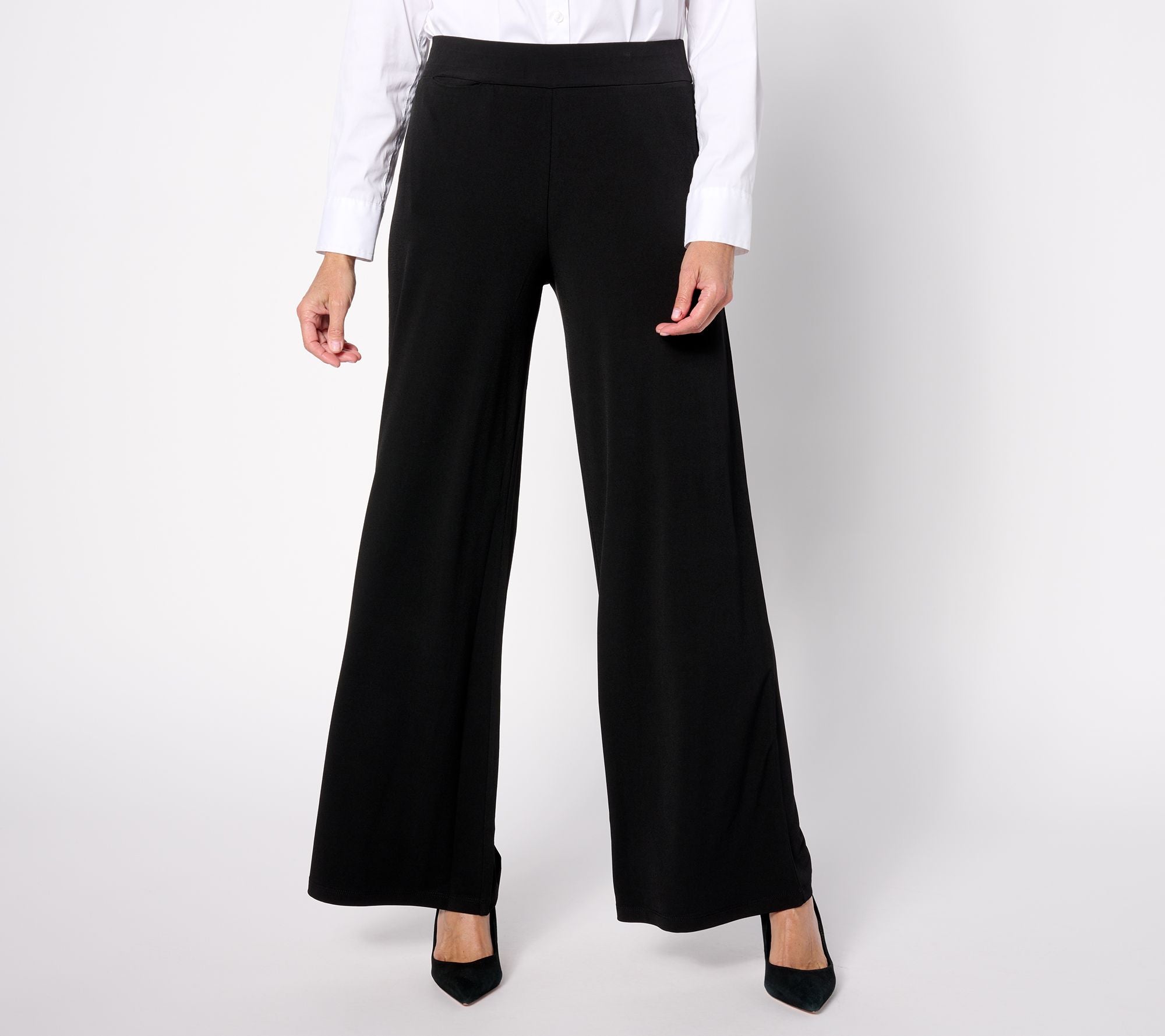 Modern Essentials Liquid Knit Wide-Leg Pants - Black