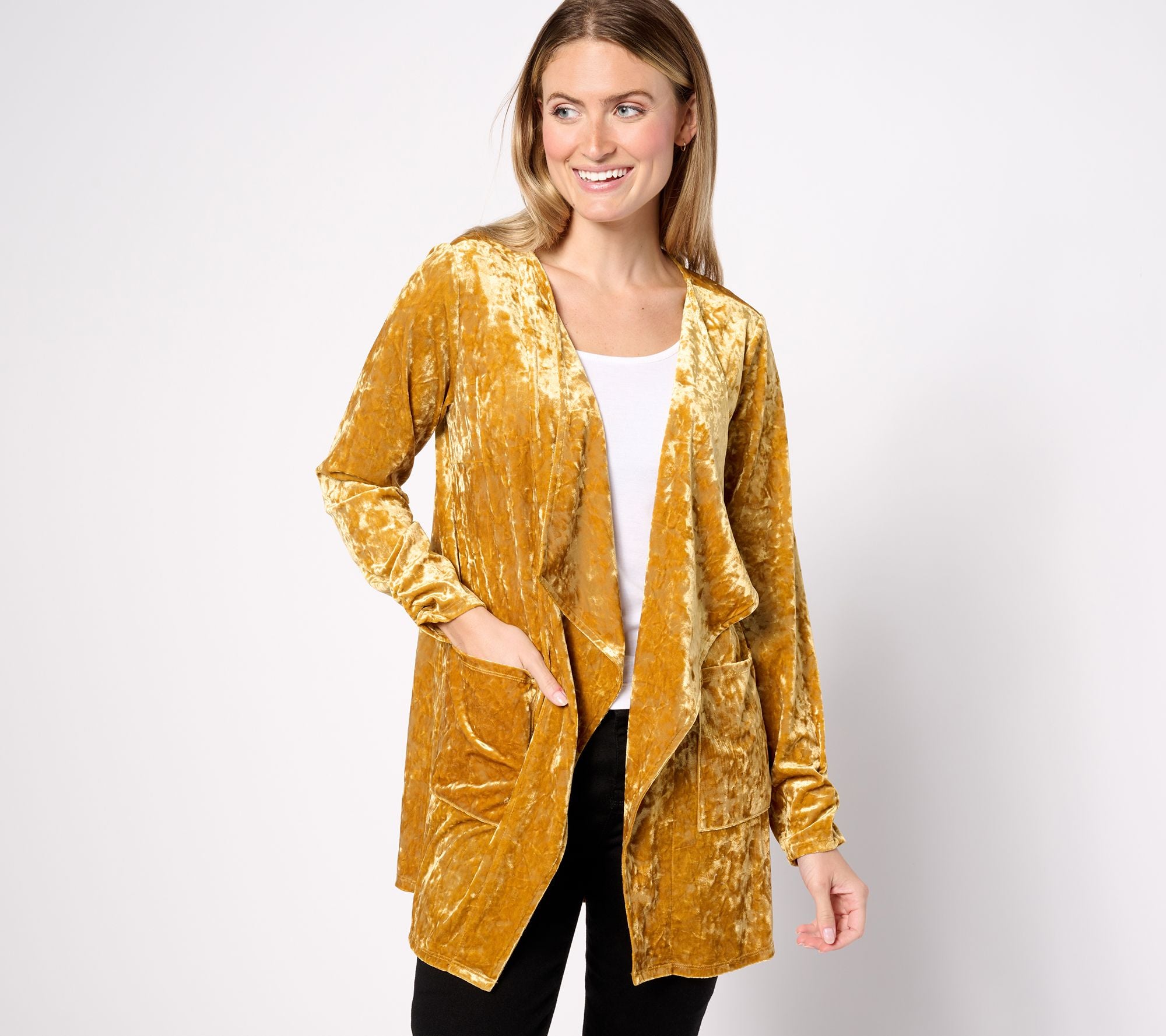Canyon Retreat Crushed Velvet Draped Collar Topper - Harvest Gold