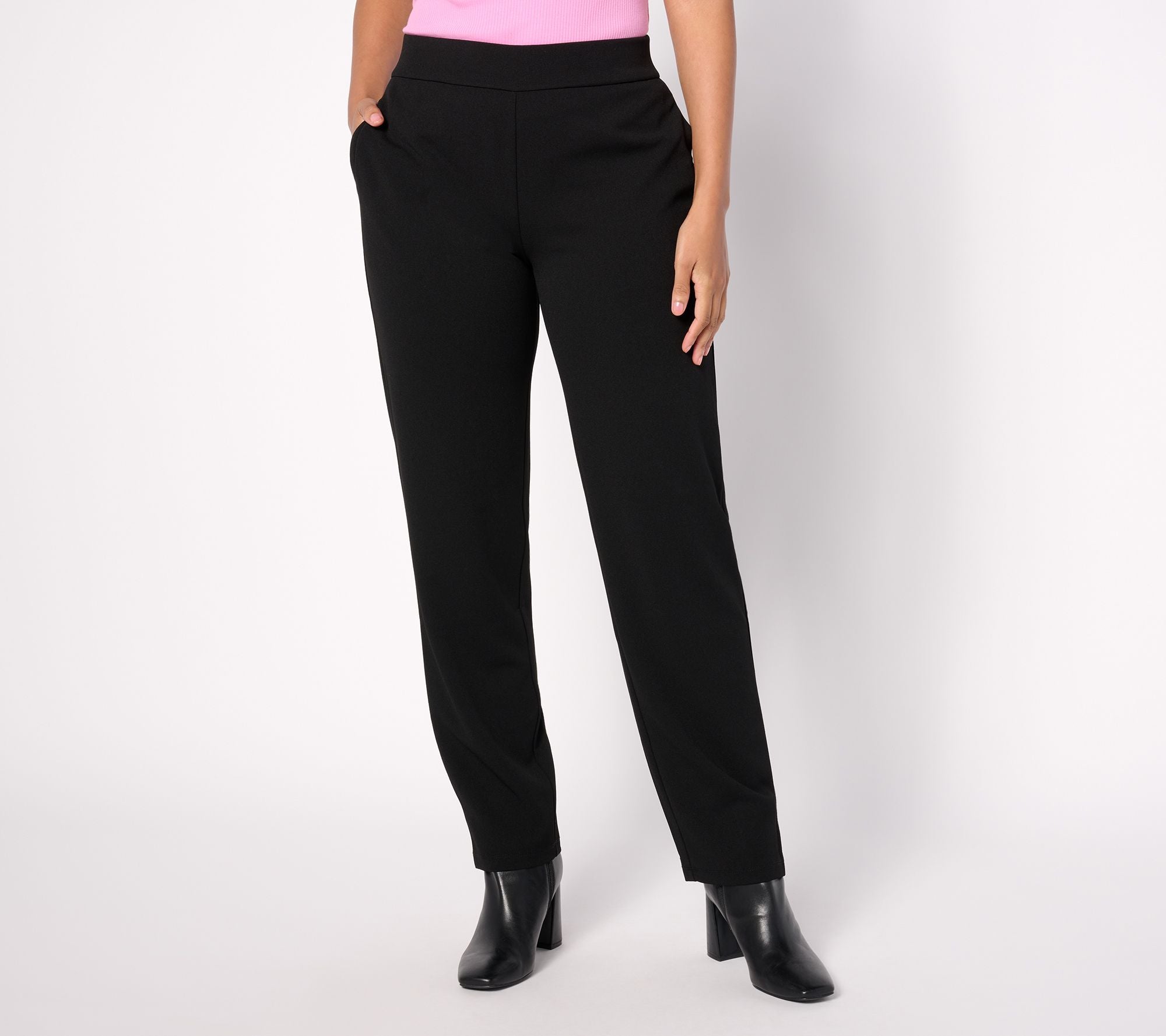 Luxe Crepe Slim Straight Pull On Pants - Black