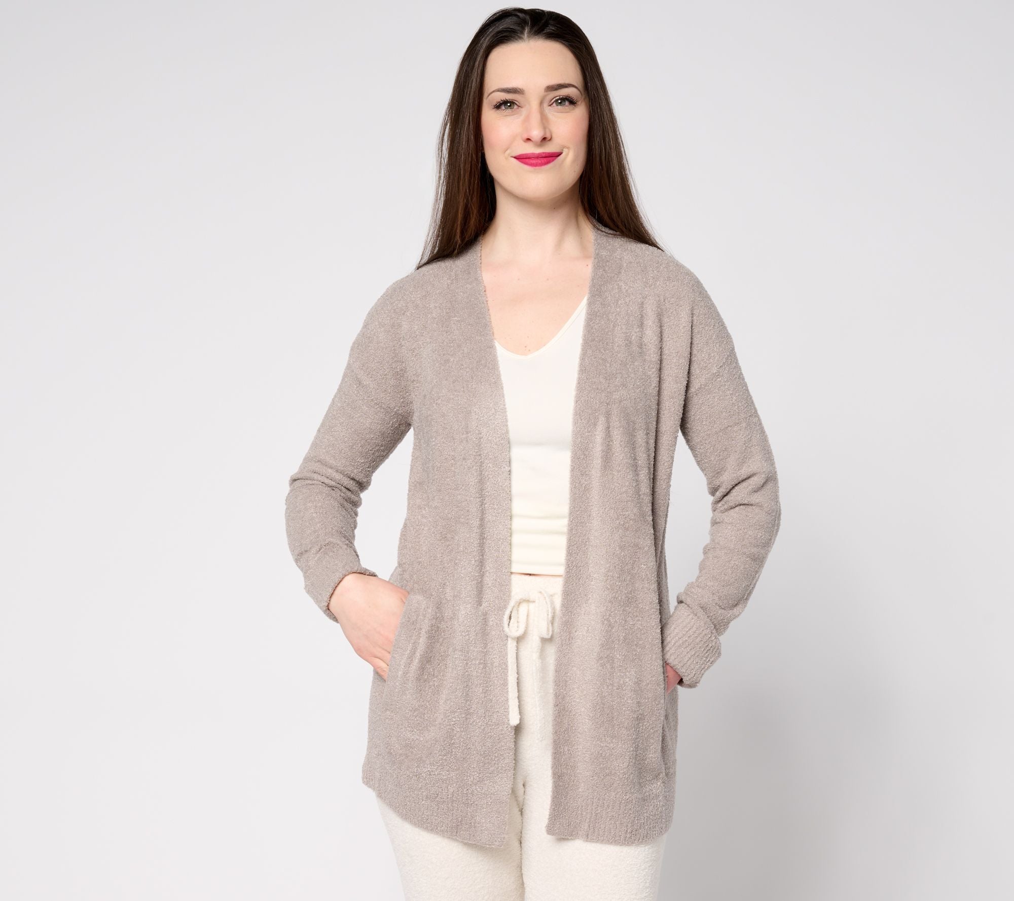 CozyChic Lite Ribbed Cuff Coastline Cardigan - Beach Rock