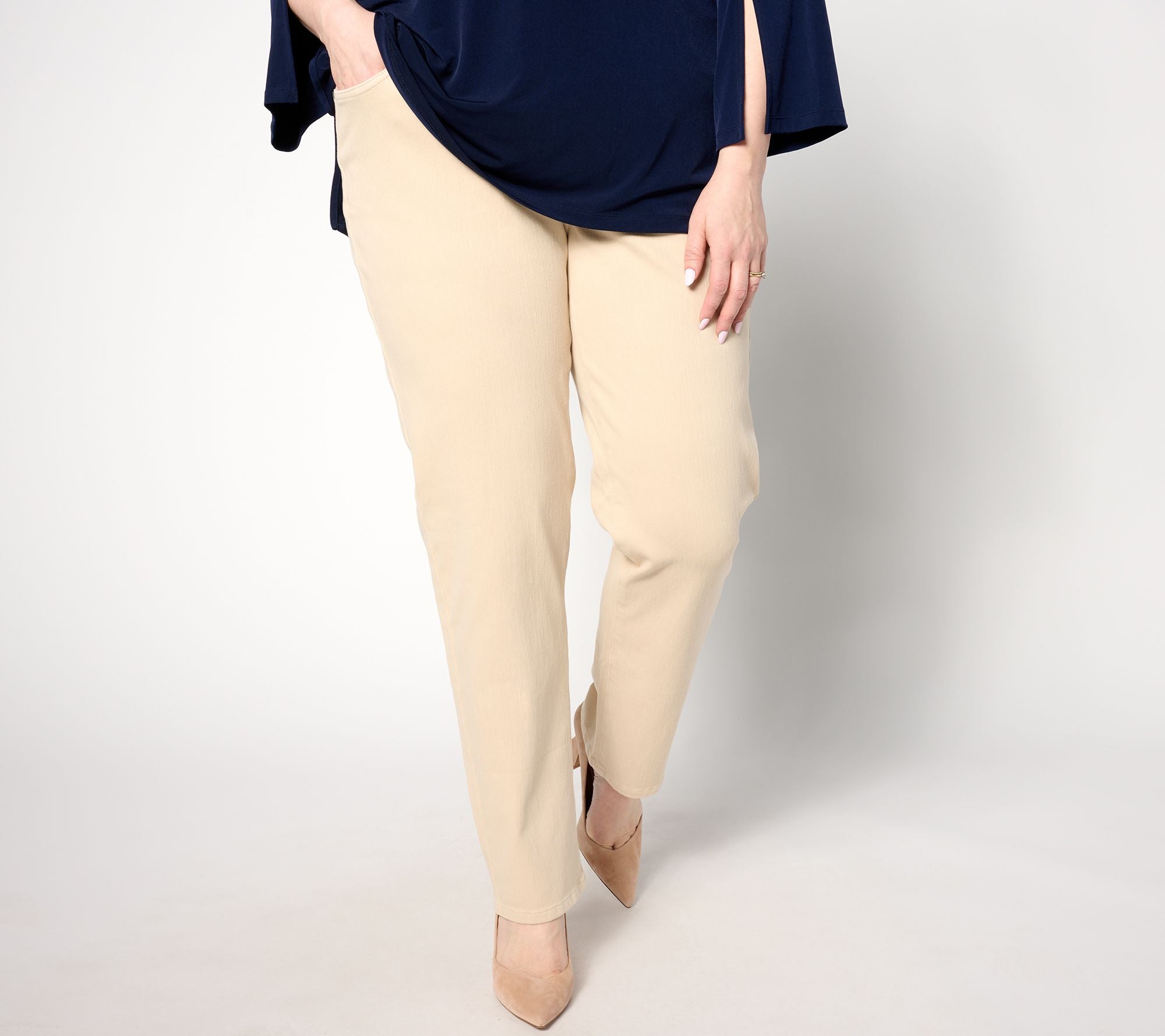 Knit Denim Slim Leg Jeans - Stone