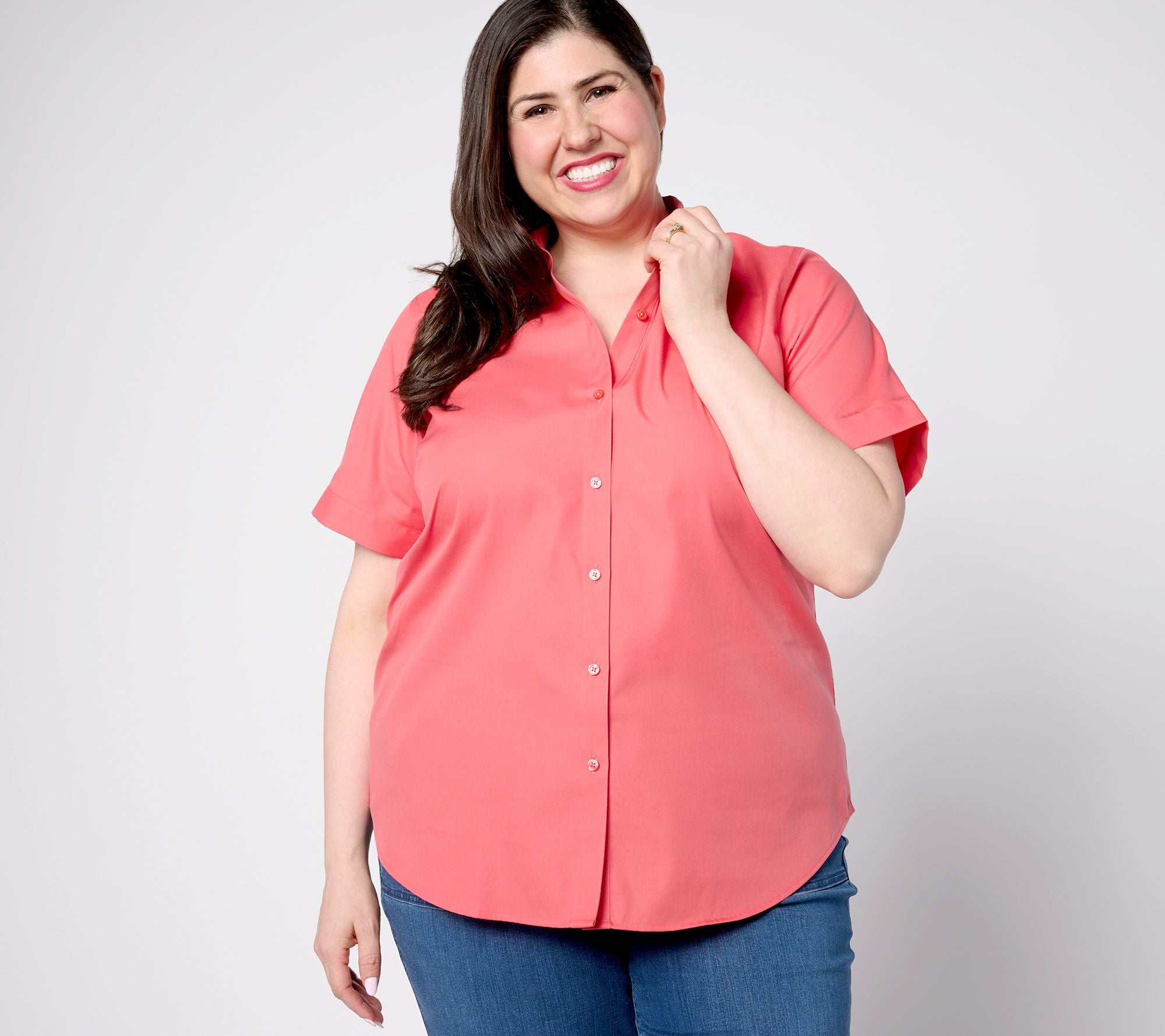 No-Iron Short Sleeve Shirt in Prints & Solids - Zinnia