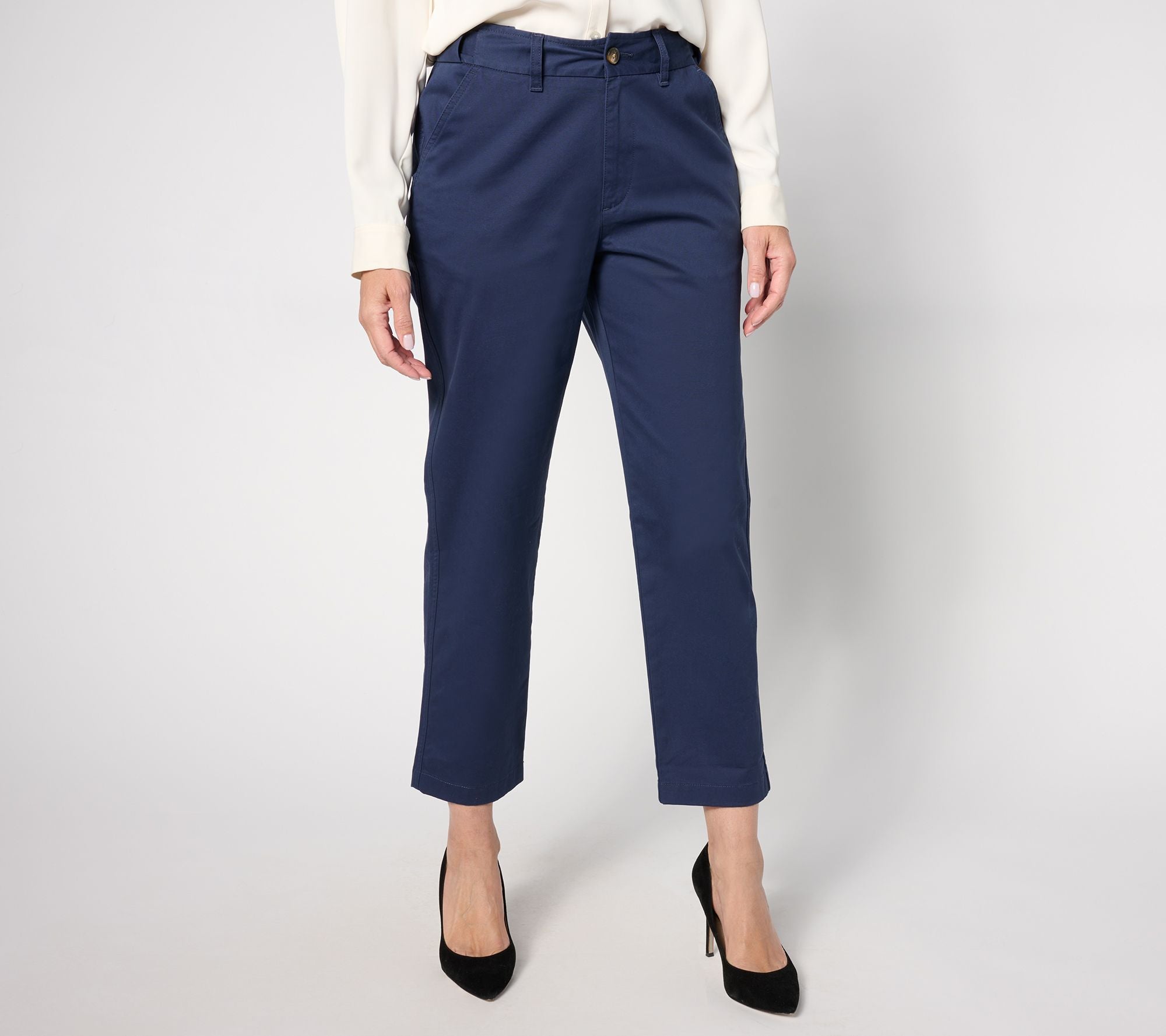 Tru-Waist Twill Straight Ankle Pants