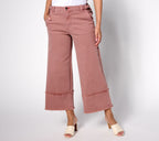 Wide Leg Raw Edge Crop Jeans - Rose Blush