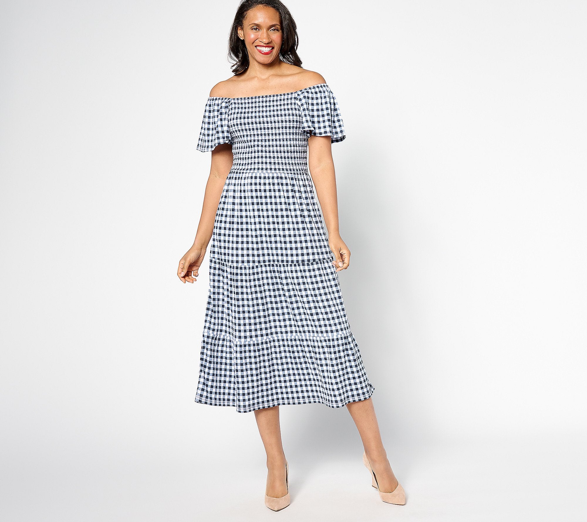Heritage Petite Printed Knit Gauze Midi Dress