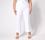Joan Rivers Signature Twill Cropped Wide-Leg Pants - White