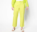 Joan Rivers Signature Twill Cropped Wide-Leg Pants - Chartreuse