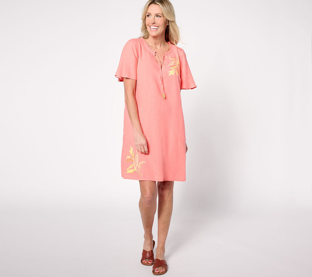 Soleil Linen Viscose Printed Cover-Up with Ties