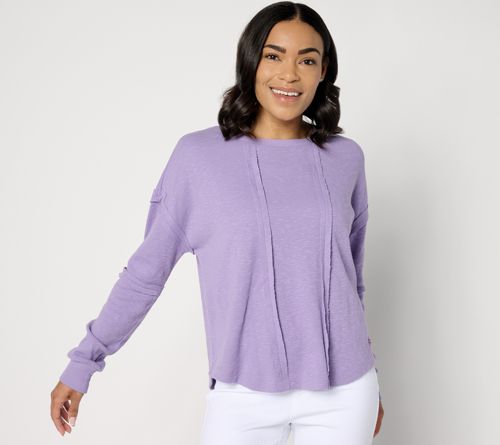 Curved Hem Long-Sleeve Top