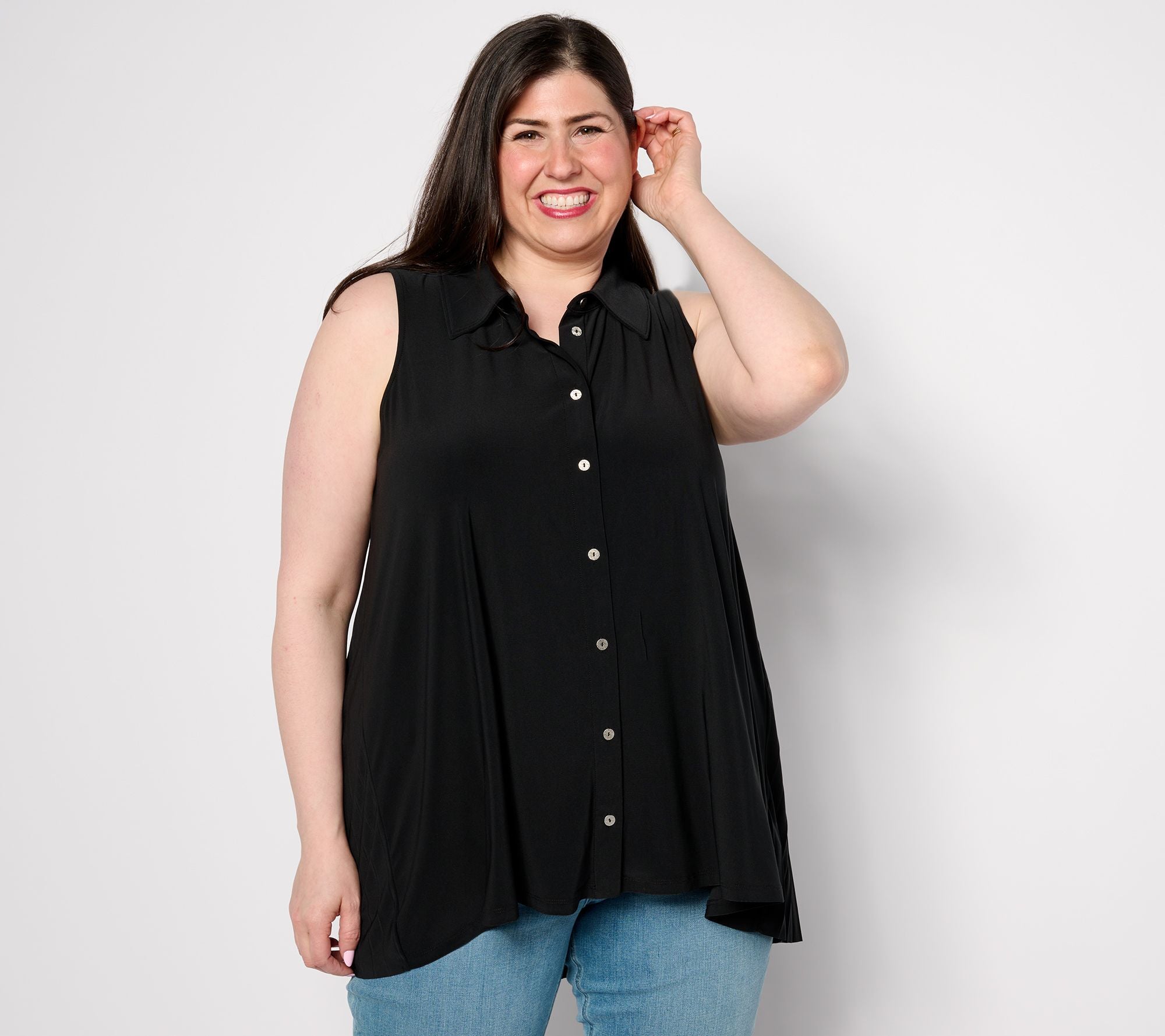 Como Jersey Pleat Back Shirt - Black