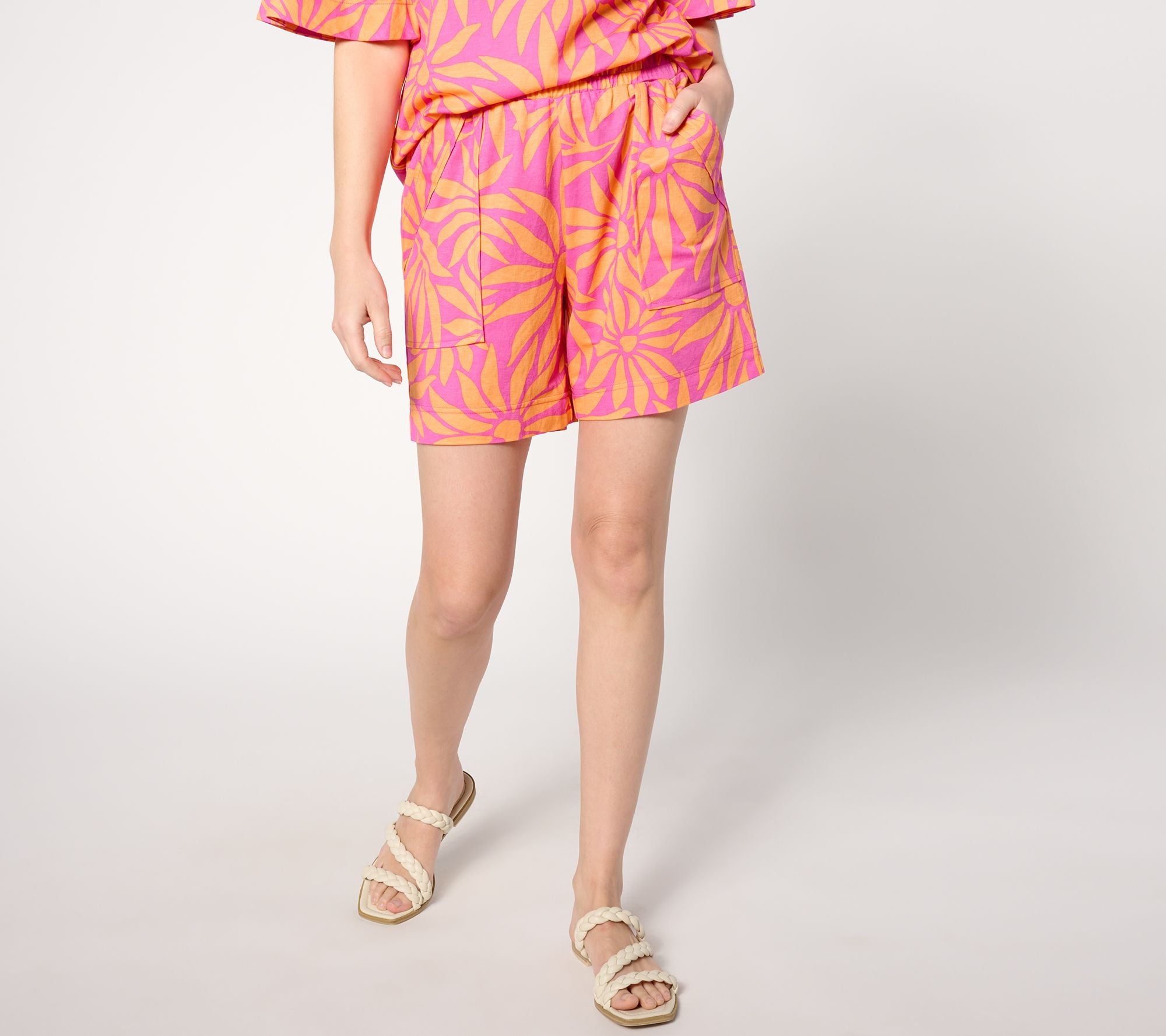 Belle Beach by Kim Gravel Cabana Knit Good Vibrations Cuffed Short - Malibu Pink