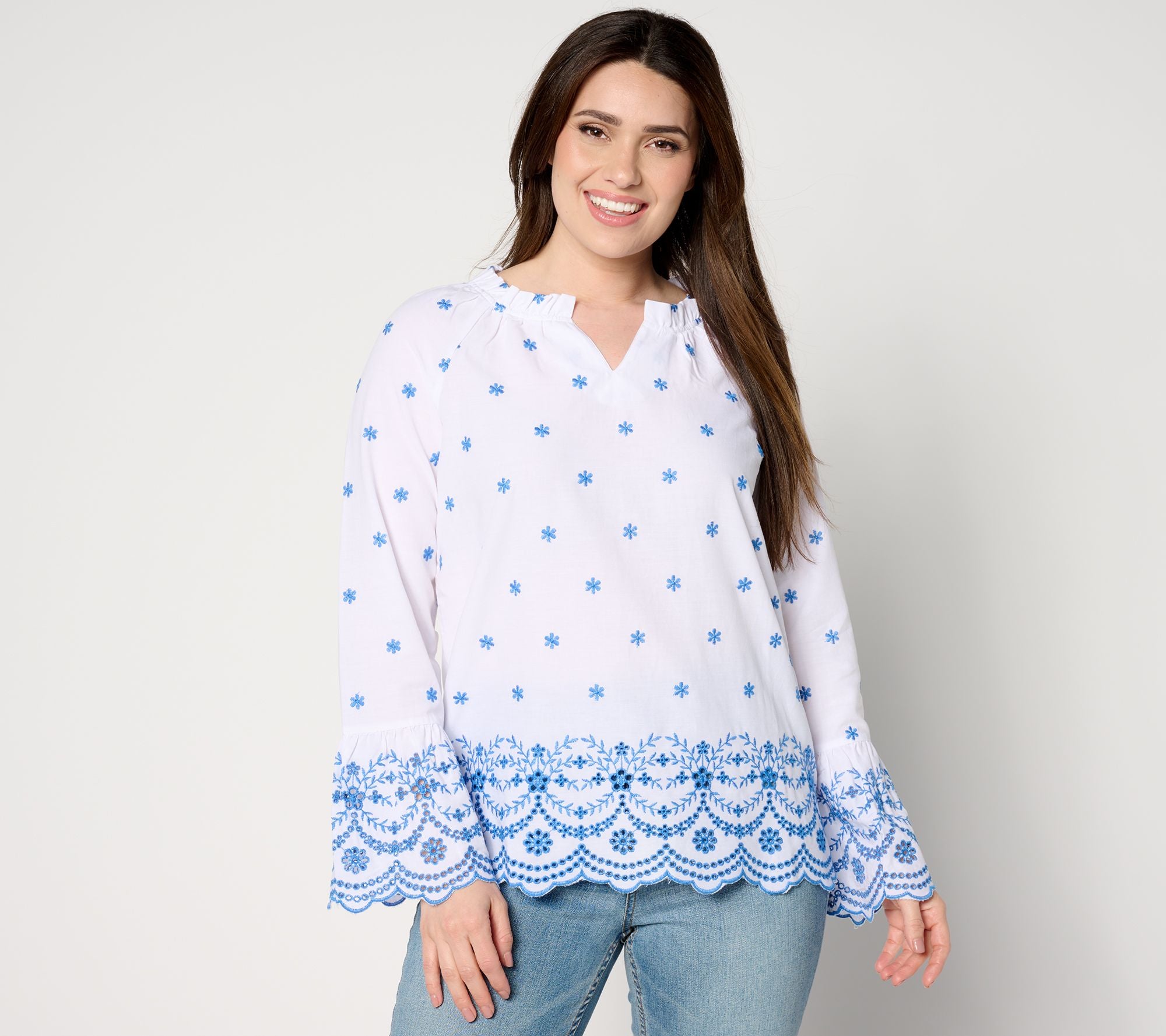 Daisy Pop Embroidered Blouse - White
