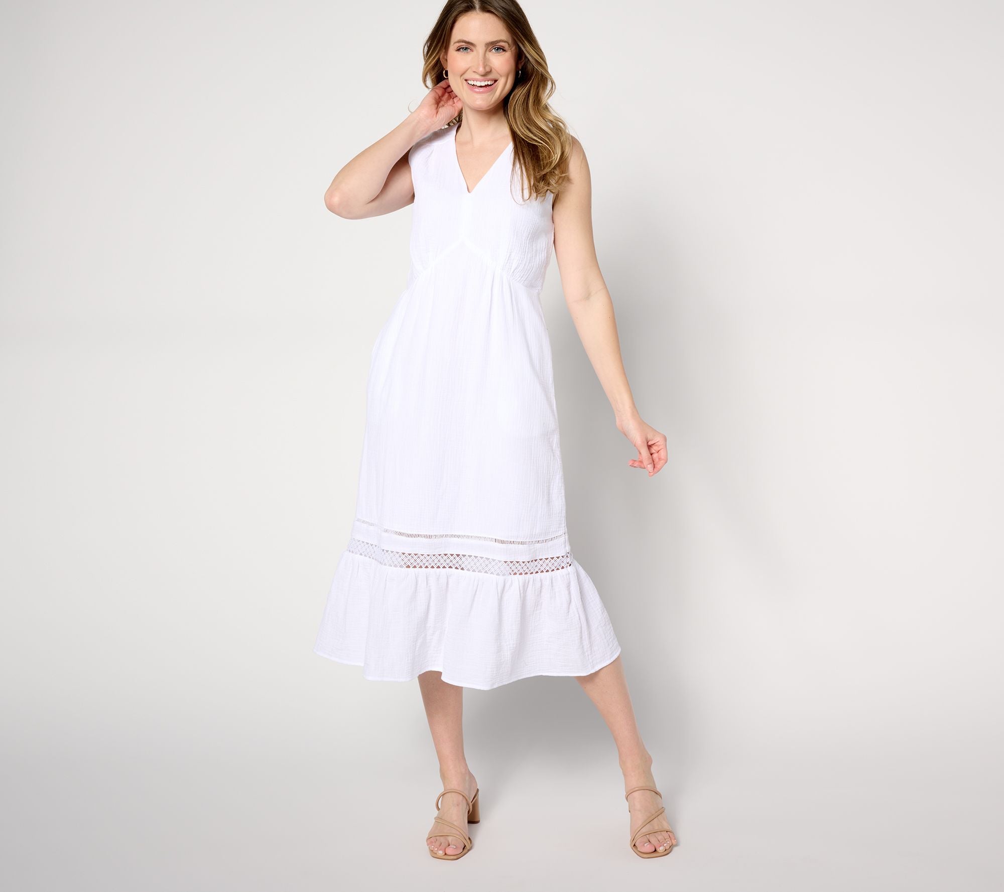Bridgehampton Gauze Sleevless Dress - Bright White
