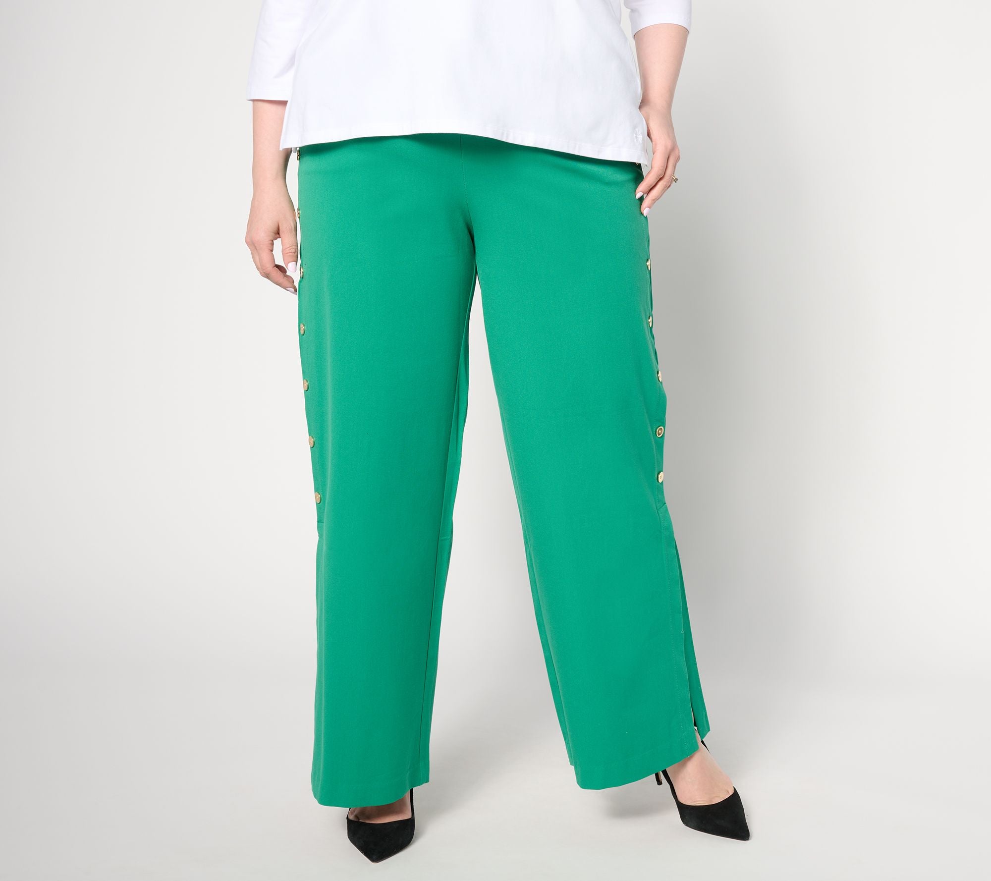 24/7 Stretch Wide Leg Full Length Pants - Bright Emerald