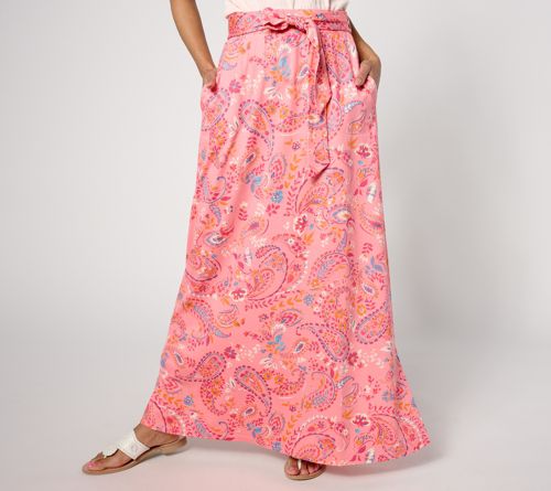 Printed Double Knit Jersey Maxi Skirt