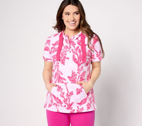 Active Printed French Terry Short Sleeve Hoodie
