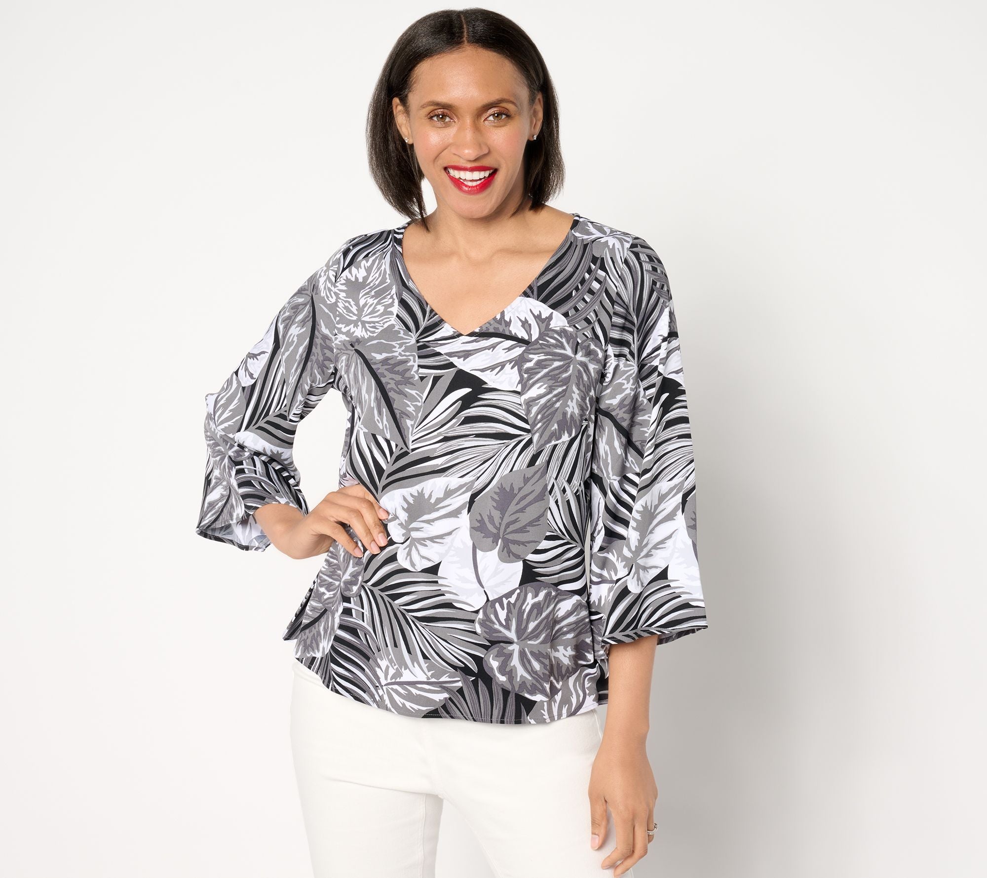 Runway Silk Blend Bell Sleeve Blouse - Noir Jungle