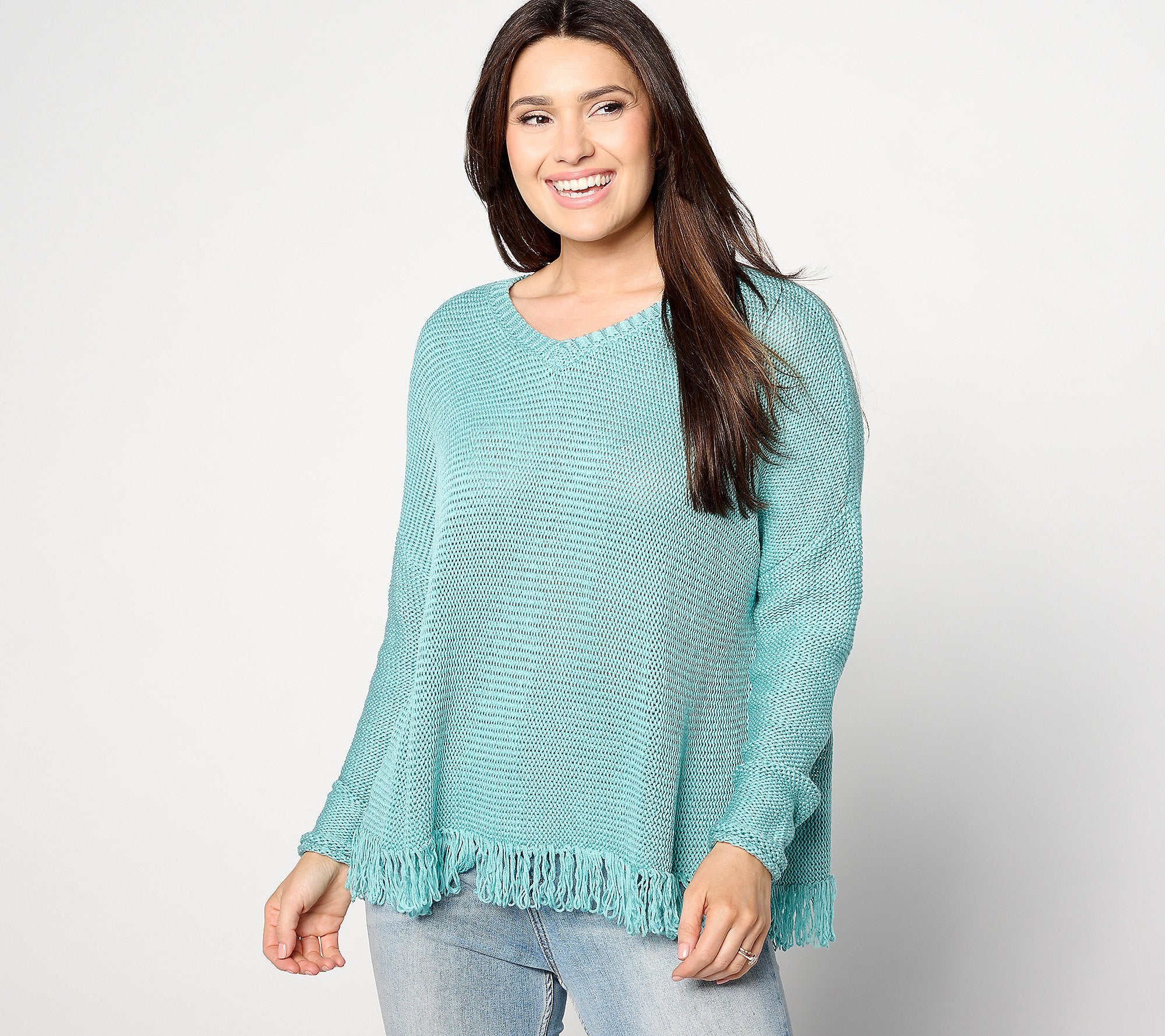 Canyon Retreat Drop Shoulder Fringe Hem Pullover