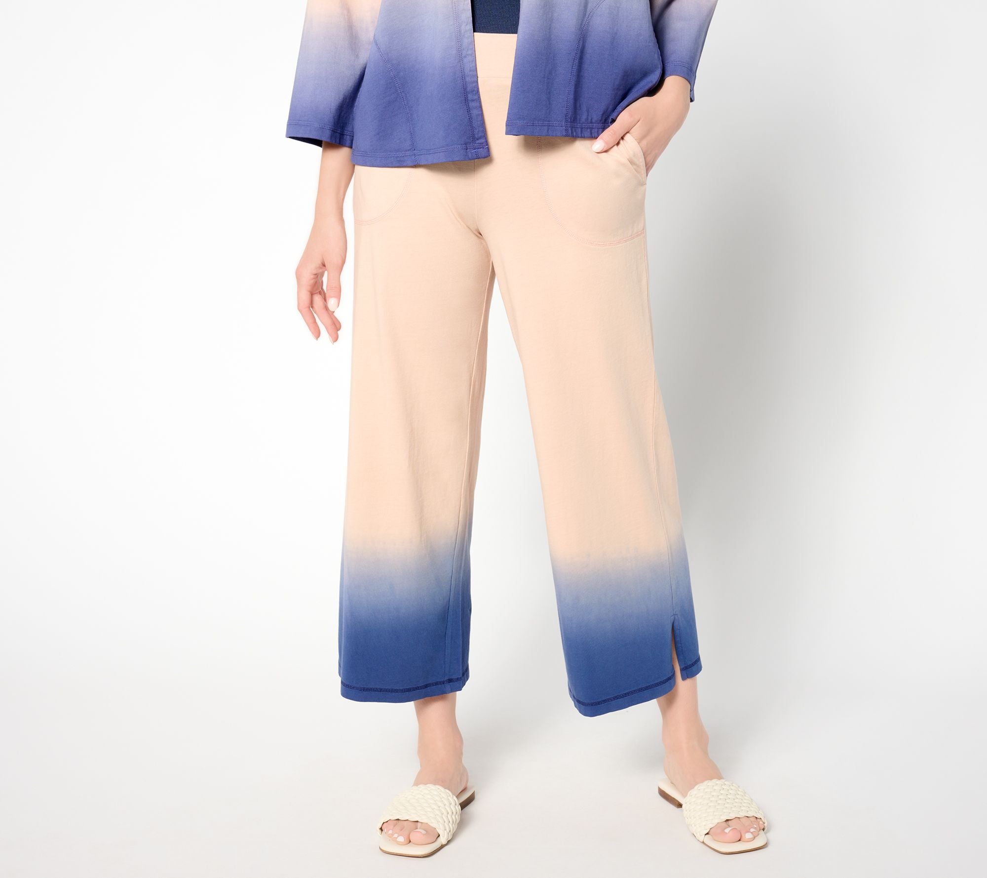 Beach to Street Dip Dye Crop Pants - Pink/Blue