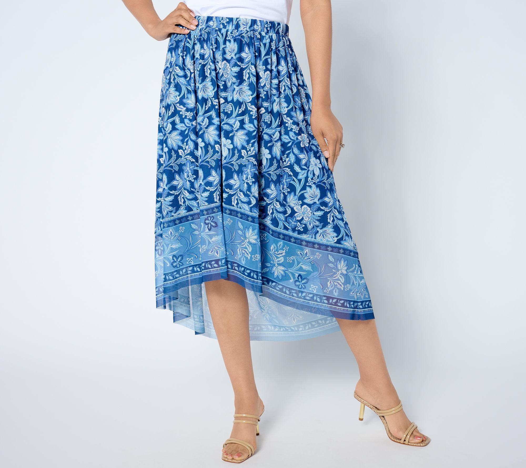 Printed High Low Ruffle Skirt Ruffle Skirt - Night Sky