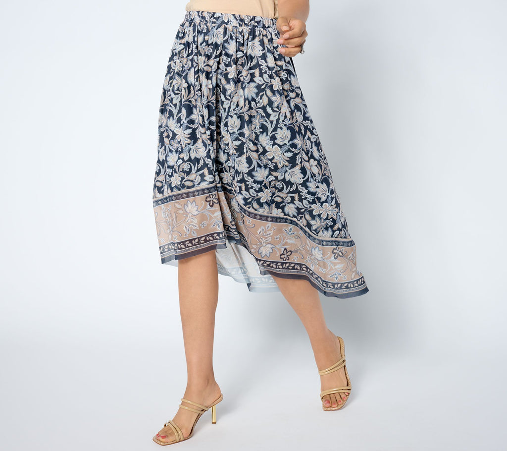 Printed High Low Ruffle Skirt Ruffle Skirt - Washed Black